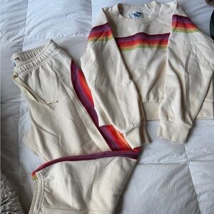 Marine Layer Rainbow & Cream Joggers and Sweatshirt set